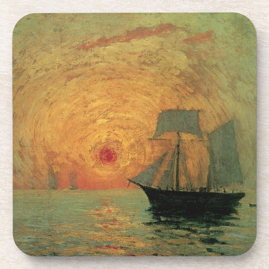 Maxime Maufraによる「Red Sun」ヴィンテージ印象派 コースター (正面)