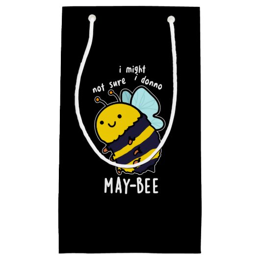 May-bee Insect おもしろい Bee Pun Dark BG スモールペーパーバッグ (正面)