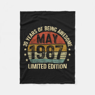 May Birthday Est 1987 Limited Edition Vintage 39th フリースブランケット