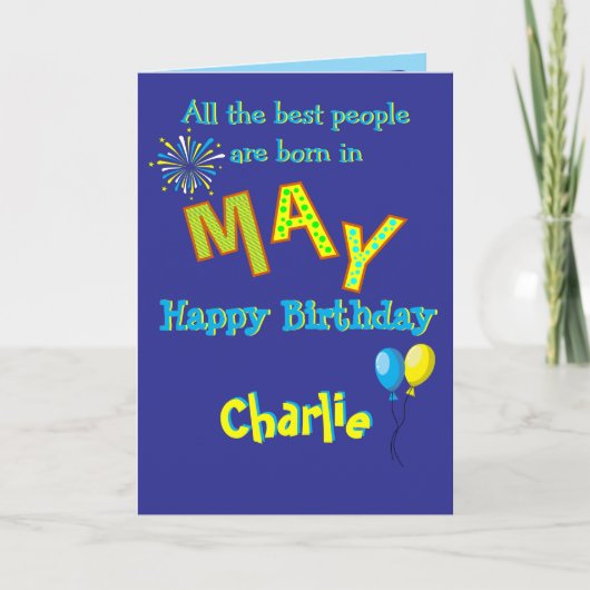 May Birthday Folded Greeting Card カード (正面)