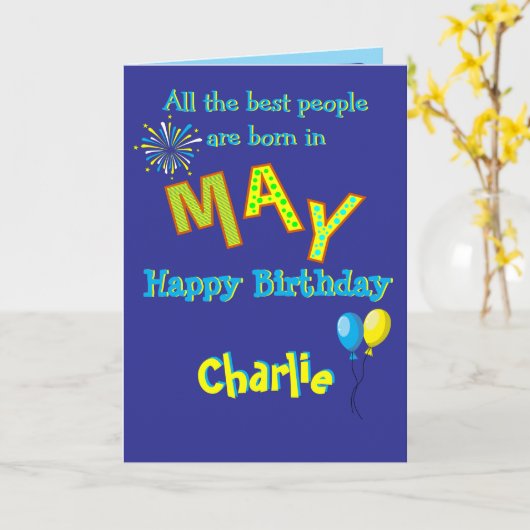May Birthday Folded Greeting Card カード (黄色い花)
