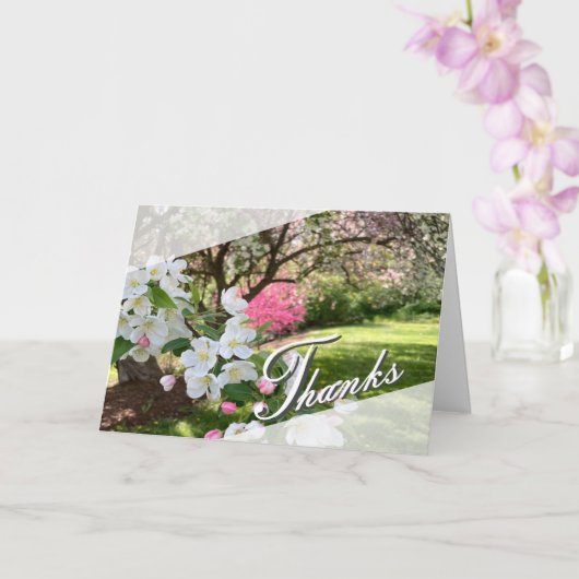 May Flowers Pink Thank You Card カード (蘭)