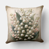 May Lily of the Valley Birth Flower Throw Pillow クッション (裏面)