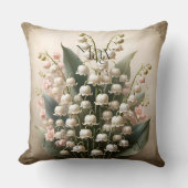 May Lily of the Valley Birth Flower Throw Pillow クッション (正面)