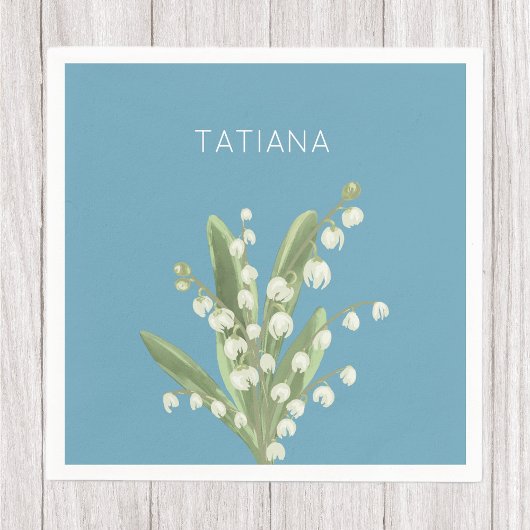 May Lily of the Valley Floral Bouquet Custom Name  スタンダードカクテルナプキン