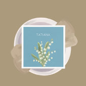May Lily of the Valley Floral Bouquet Custom Name  スタンダードカクテルナプキン