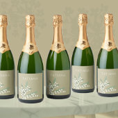 May Lily of the Valley Floral Bouquet Custom Name スパークリングワインラベル