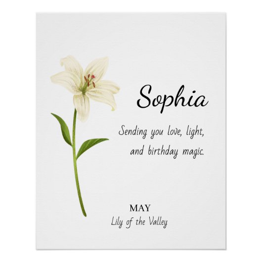 May Lily of the Valley Personalized Birthday ポスター (正面)