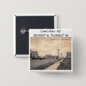 May NJマップ座標ヴィンテージスタイル 缶バッジ (正面&裏面)