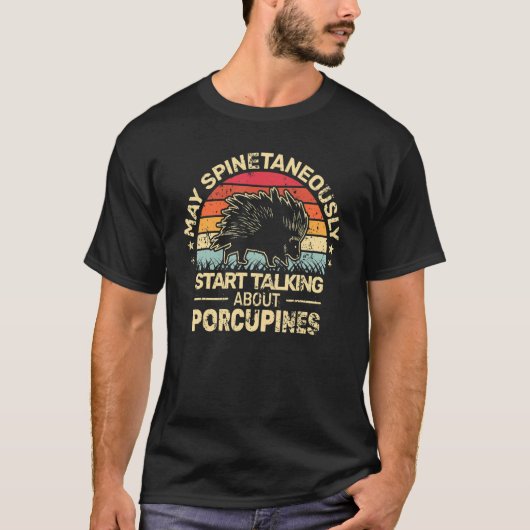 May Spinetaneously talk Porcupines men retro   Por Tシャツ (正面)