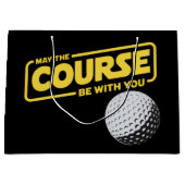 May The Course Be With You Funny Golf Golfing ラージペーパーバッグ (正面)