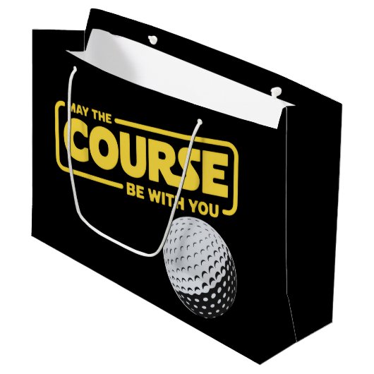 May The Course Be With You Funny Golf Golfing ラージペーパーバッグ (正面アングル)