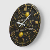 May the Dink Be With You Pickleball Paddle ラージ壁時計 (傾斜)