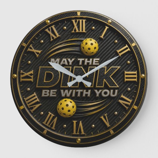 May the Dink Be With You Pickleball Paddle ラージ壁時計 (正面)