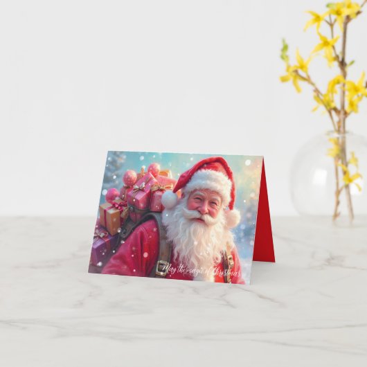 May the Magic of Christmas Santa Greeting Card カード (黄色い花)