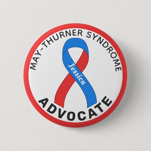 May-Thurner Syndrome Advocateリボンホワイトボタン 缶バッジ (正面)