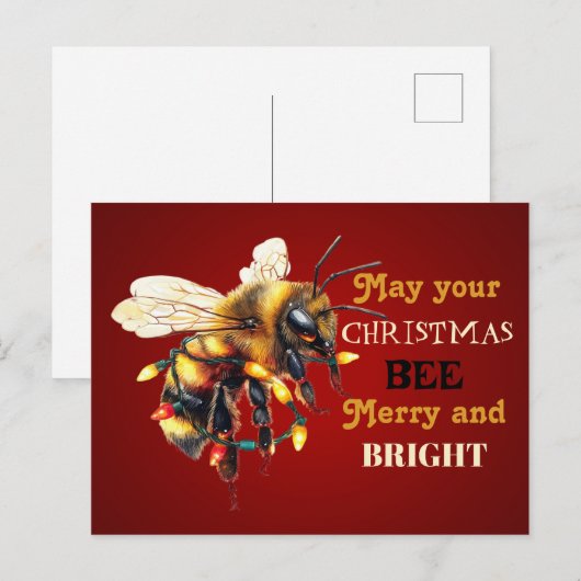 May Your Christmas BEE Merry and BRIGHT ポストカード (正面/裏面)