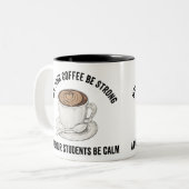 May Your Coffee Be Strong And Your Students B Calm ツートーンマグカップ (正面左)