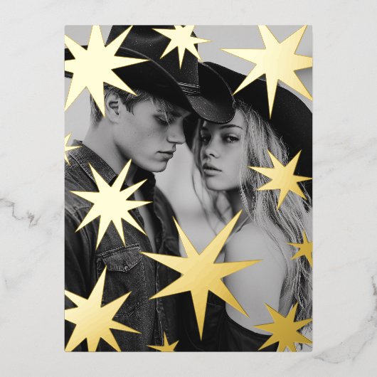 May your days be merry and bright gold stars 箔シーズンポストカード (正面)