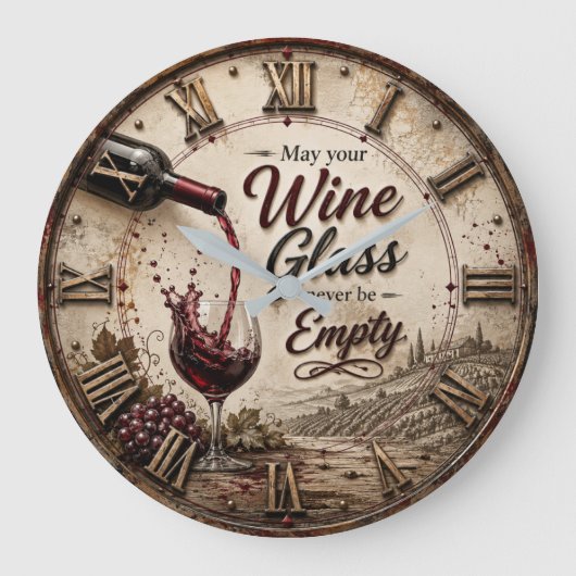 May Your Wine Glass Never Be Empty ラージ壁時計 (正面)