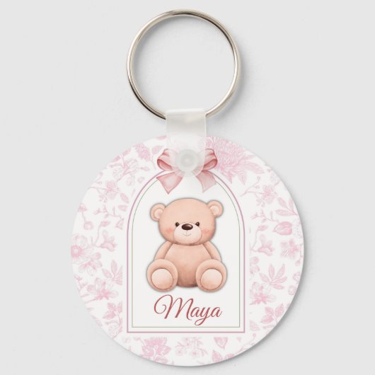 Maya | Custom Pink Teddy Bear Nursery Design  キーホルダー (正面)