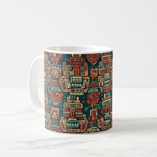 Maya-inspired geometric pattern コーヒーマグカップ (正面左)
