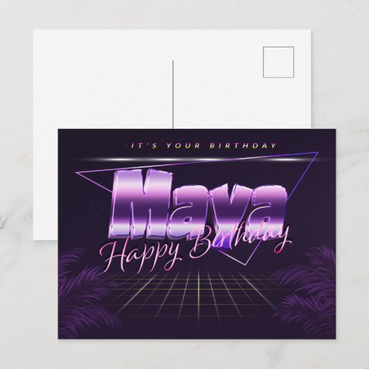 Maya Name Vorname lila Postkarte Geburtstag ポストカード (正面/裏面)
