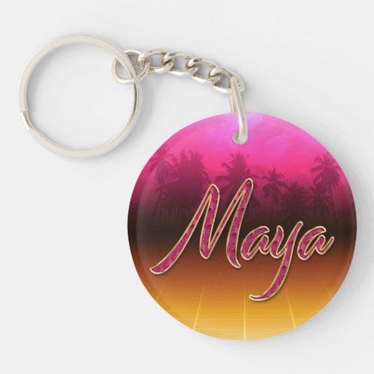 Maya Vorname Name golden pink Schlüsselanhänger キーホルダー (正面)