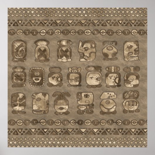 Mayanカレンダー月グリフ ポスター (正面)