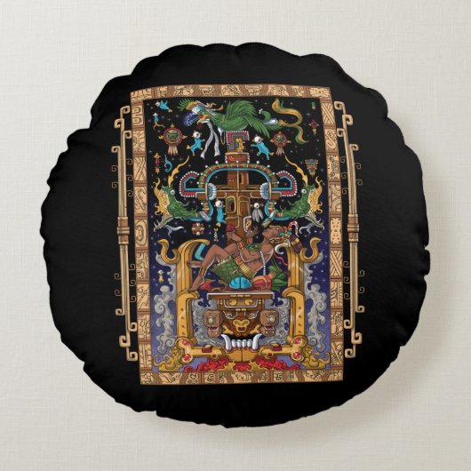 Mayan Astronaut King Pakal ラウンドクッション (正面)
