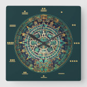 Mayan Calendar Clock with Mayan Numbers スクエア壁時計 (正面)