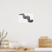 Mayan Serpent – ブラックとシルバー ポスター (キッチン)