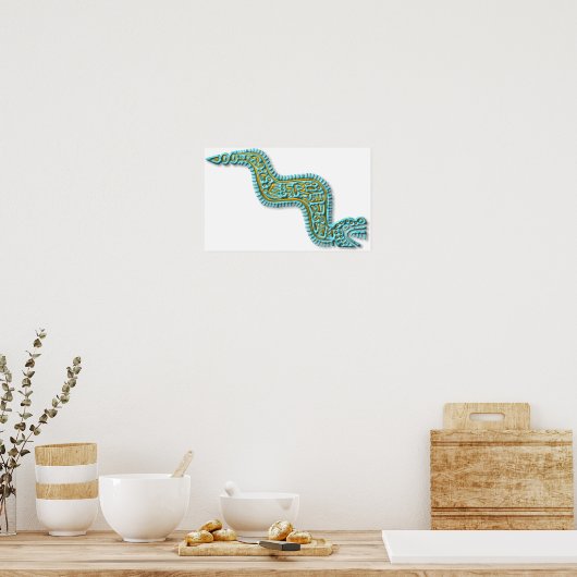 Mayan Serpent-turquoise and gold ポスター (キッチン)