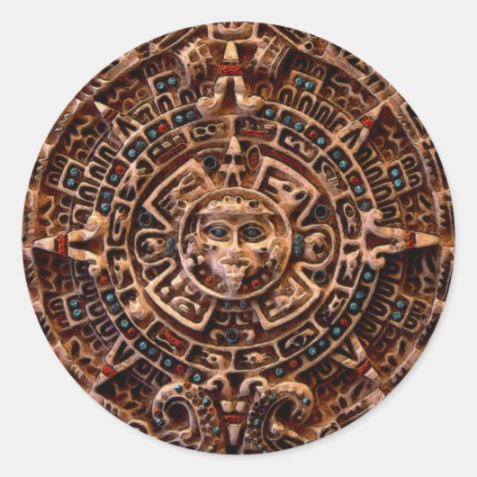 MAYAN Sun Calendar of Mexico ラウンドシール (正面)