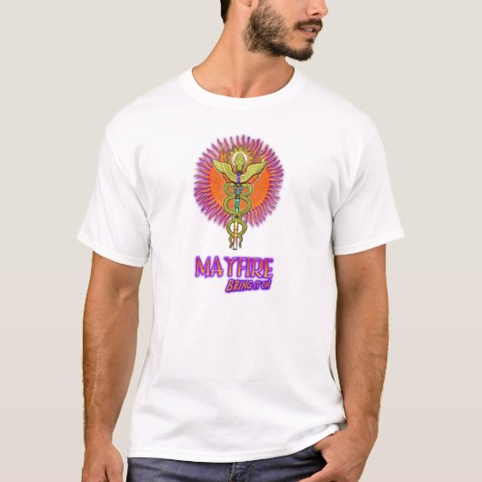 Mayfire暗いTのオーガニックな綿 Tシャツ (正面)