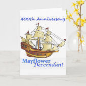 Mayflowerの子孫の帆船記念日 カード (黄色い花)