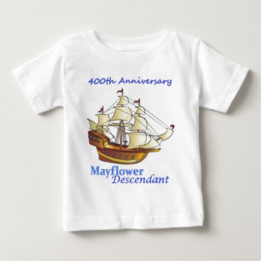 Mayflowerの子孫の帆船記念日 ベビーTシャツ (正面)