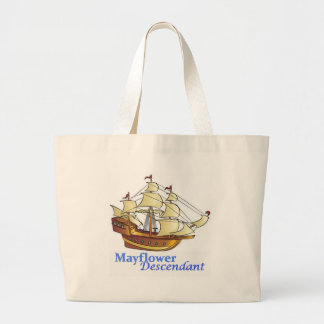 Mayflowerの子孫の帆船 ラージトートバッグ