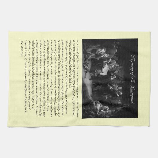 Mayflowerの巡礼者の父-コンパクトの署名 キッチンタオル (横)