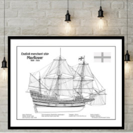 Mayflower – 船舶設計図プランBD ポスター