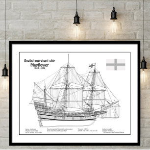 Mayflower – 船舶設計図プランBD ポスター