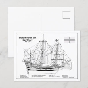 Mayflower – 船舶設計図プランBD ポストカード
