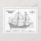 Mayflower – 船舶設計図プランBD ポストカード (正面)