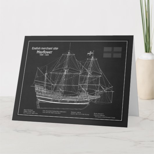 Mayflower – 船舶設計図プランPD サンキューカード (正面)