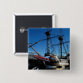 Mayflower IIのアメリカ国定歴史建造物、プリマス 缶バッジ (正面&裏面)