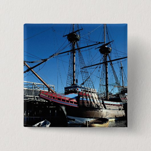 Mayflower IIのアメリカ国定歴史建造物、プリマス 缶バッジ (正面)