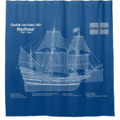 Mayflower - Ship Blueprint Plans ABD シャワーカーテン (正面)