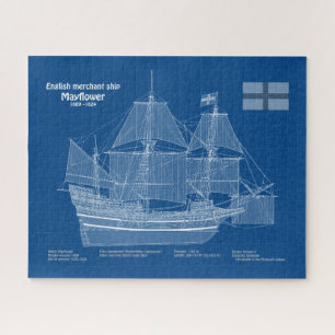 Mayflower - Ship Blueprint Plans ABD ジグソーパズル