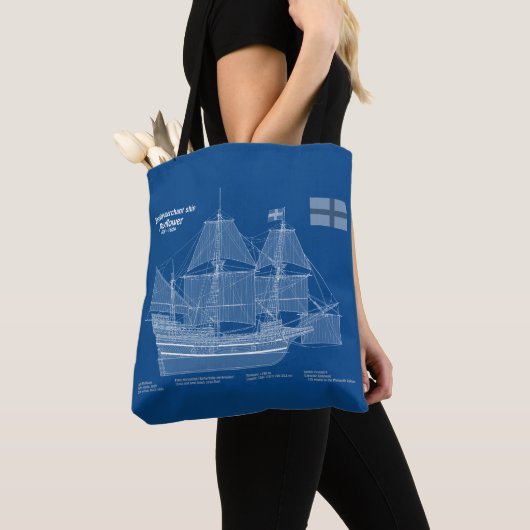 Mayflower - Ship Blueprint Plans ABD トートバッグ (クローズアップ)