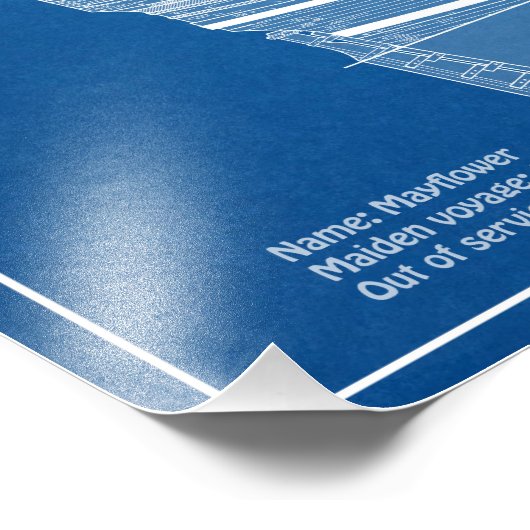 Mayflower - Ship Blueprint Plans ABD フォトプリント (角)